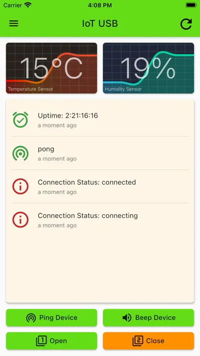 ภาพหน้าจอของ IoT USB