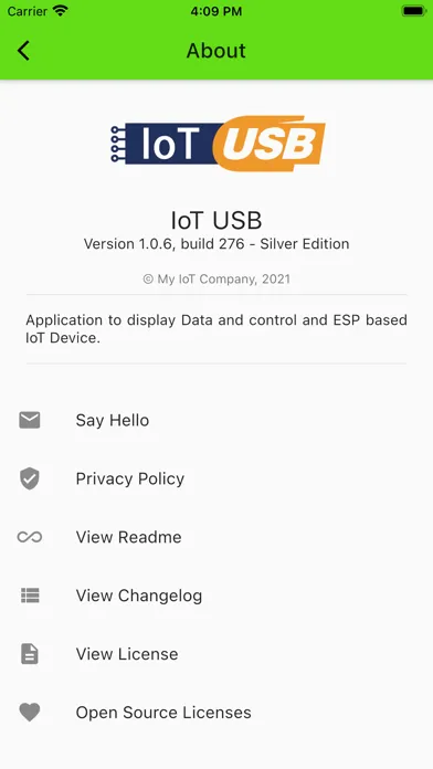 ภาพหน้าจอของ IoT USB