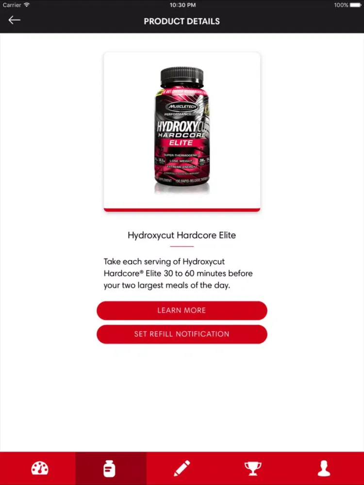 ภาพหน้าจอของ Hydroxycut iPad 