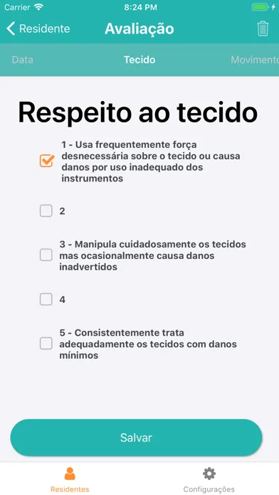Ảnh chụp màn hình của Avaliação Cirúrgica