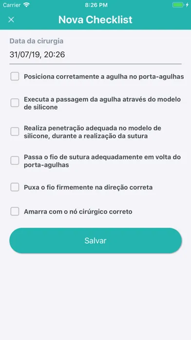 Ảnh chụp màn hình của Avaliação Cirúrgica