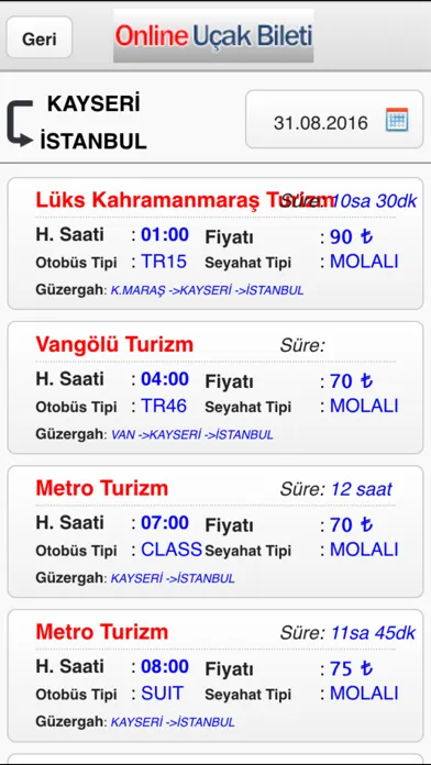 ภาพหน้าจอของ En Uygun Uçak Bileti Tic.Ltd.