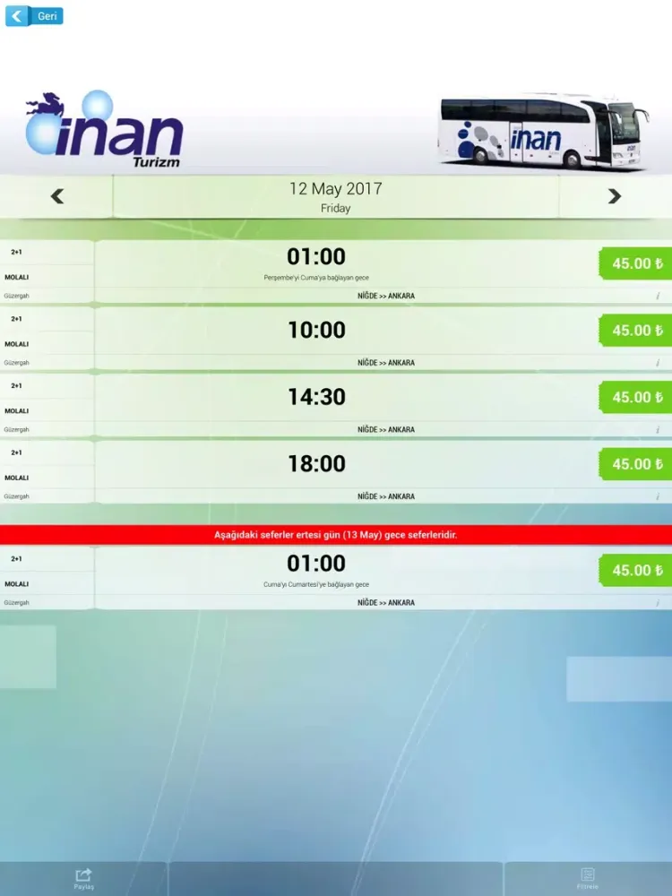 Capturas de tela do İnan Turizm iPad 