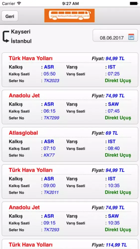 Kolay Uçak Bileti Ekran Görüntüleri