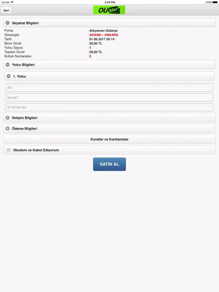 Скриншоты Oubilet iPad 
