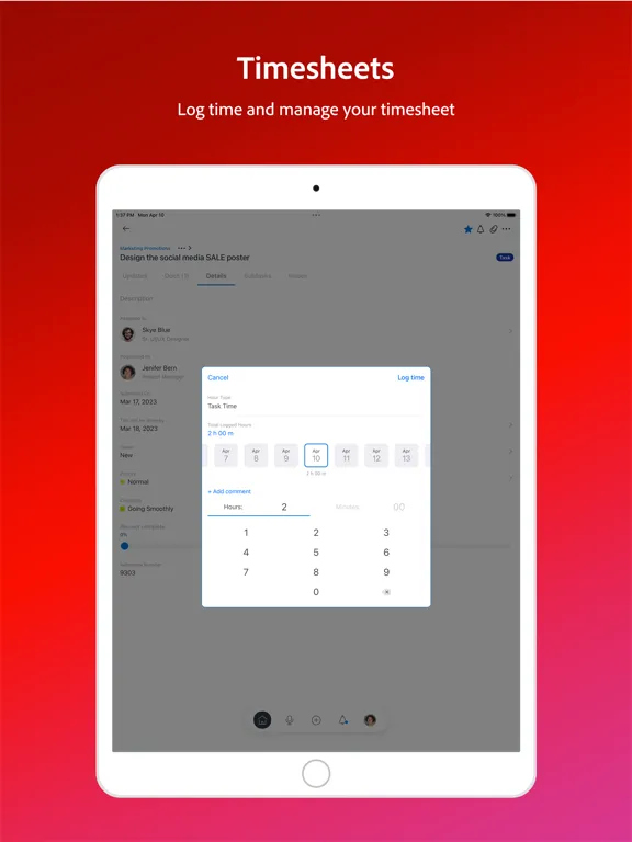Captures d'écran de Adobe Workfront iPad 