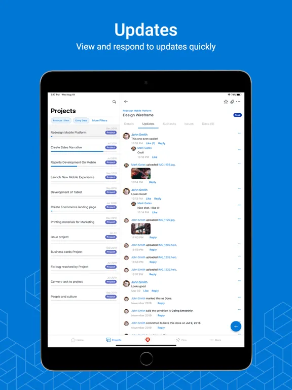 Adobe Workfront for MobileIron iPad  Screenshots