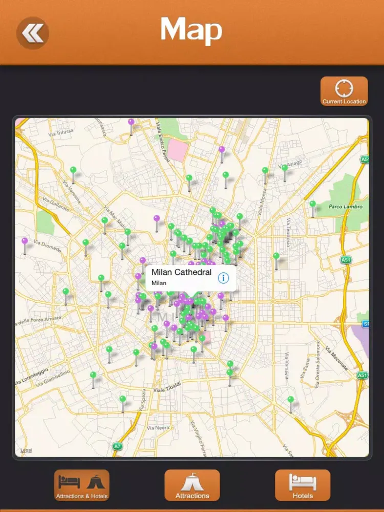 Milan City Offline Travel Guide iPad  Screenshots