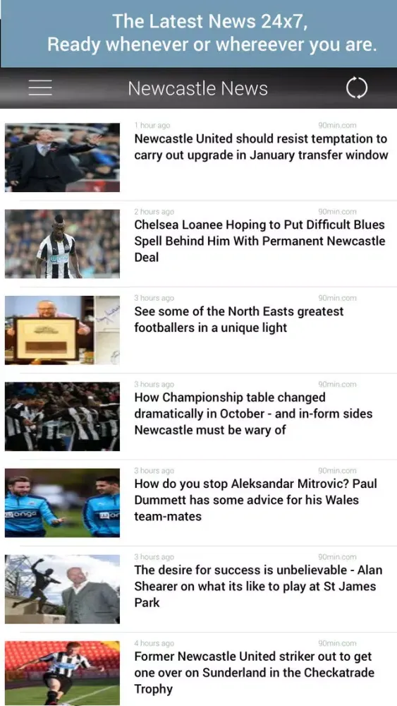 Captures d'écran de Newcastle United News