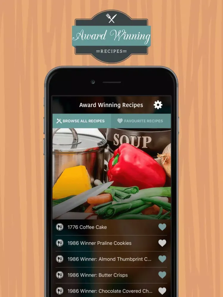 Capturas de tela do **Award Winning Recipes** iPad 
