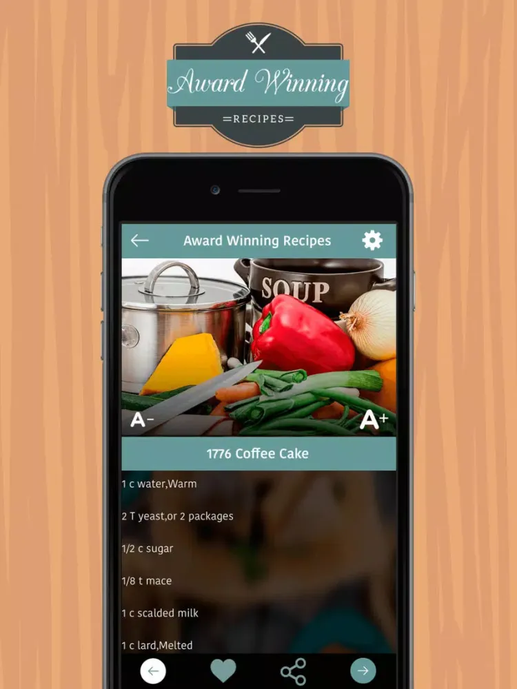 Capturas de tela do **Award Winning Recipes** iPad 