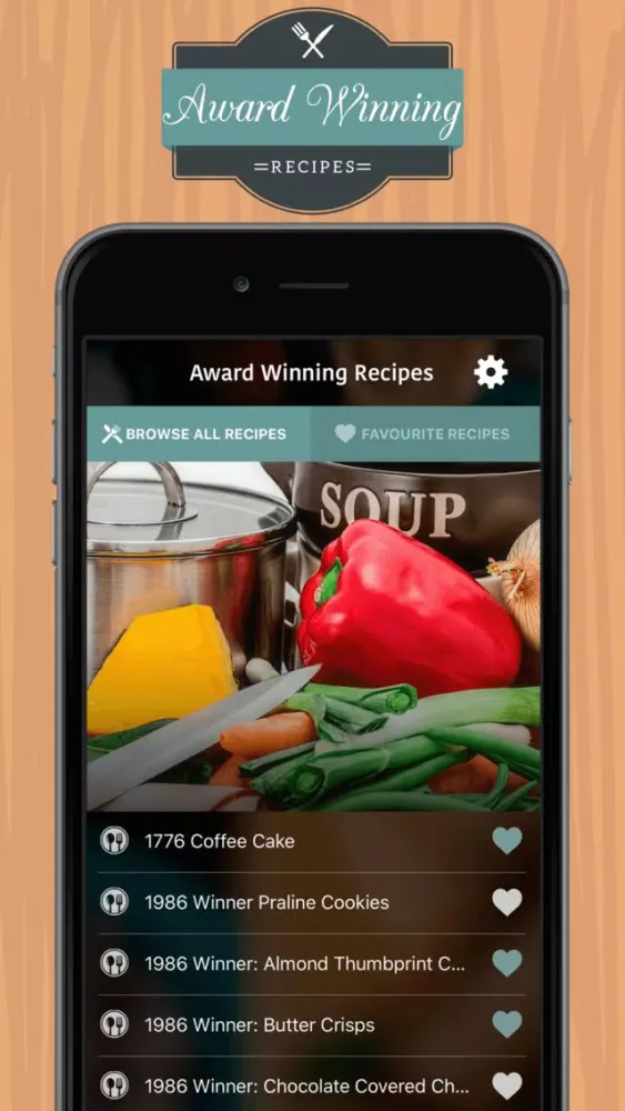 Capturas de tela do **Award Winning Recipes**