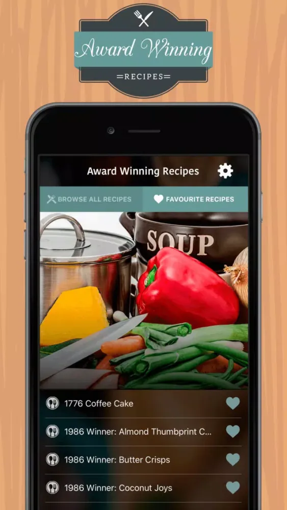 Capturas de tela do **Award Winning Recipes**