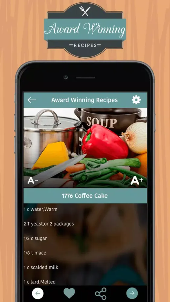 Capturas de tela do **Award Winning Recipes**