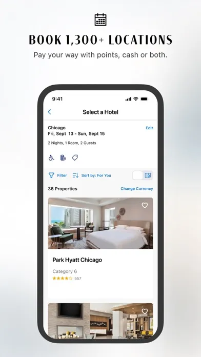 Captures d'écran de World of Hyatt