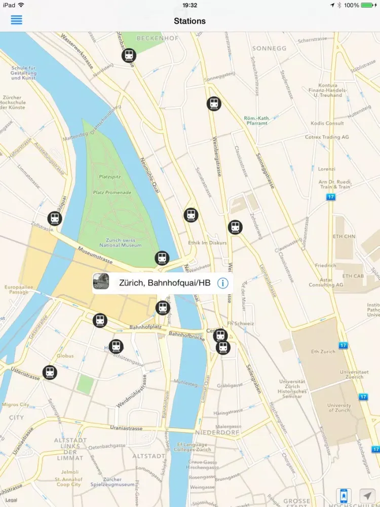 Capturas de tela do Swiss Transport App iPad 