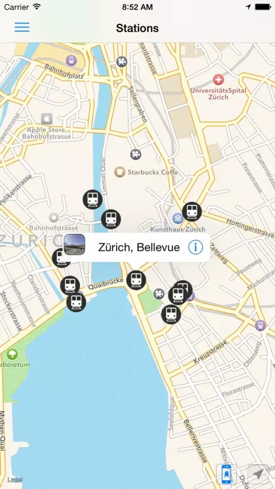 Capturas de tela do Swiss Transport App