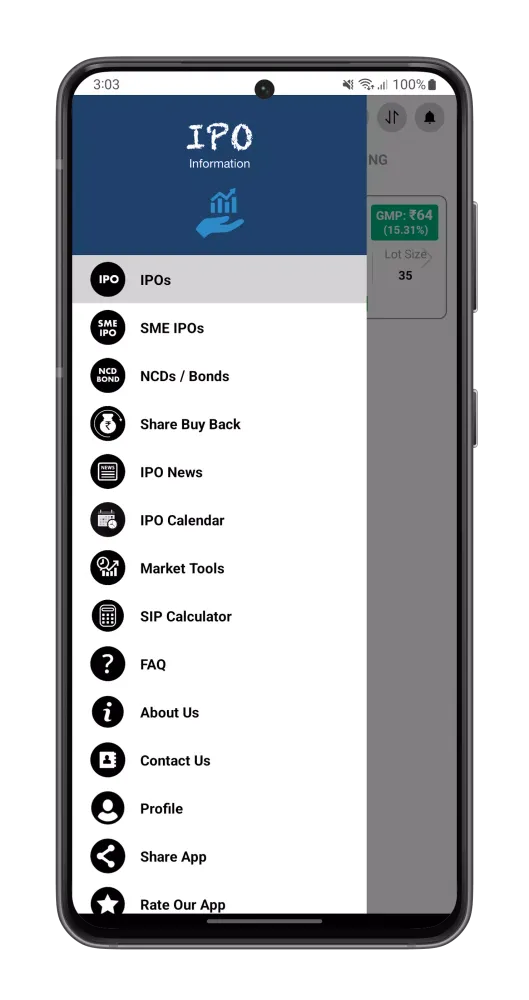 IPO Information Screenshots