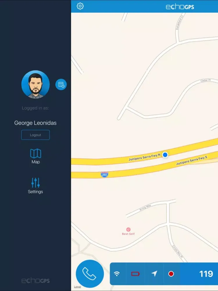 Tangkapan skrin echoGPS iPad 