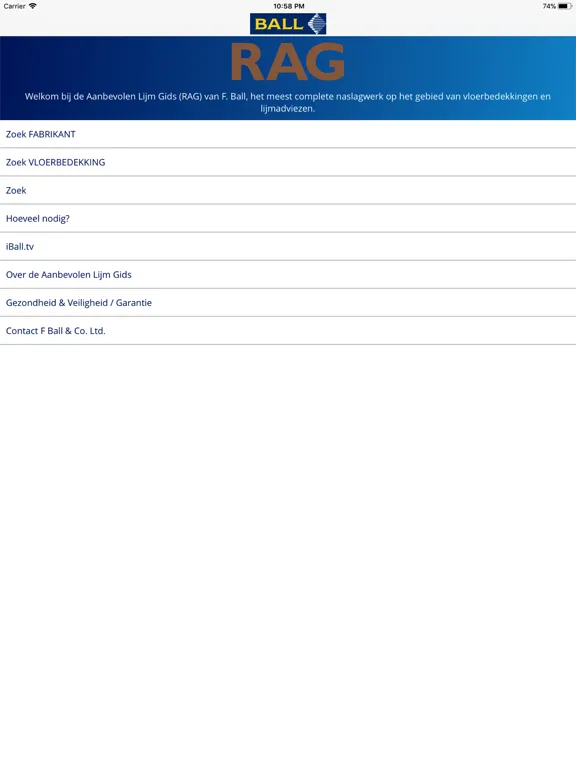 Aanbevolen Lijm Gids (RAG) iPad  Screenshots
