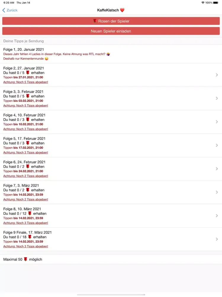 Bachelor Tippspiel iPad  Ekran Görüntüleri