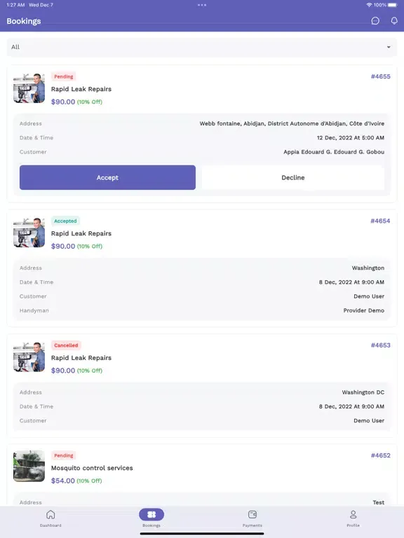 Handyman Service for Provider iPad  スクリーンショット