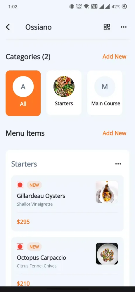 Zrzuty ekranu QR Menu Laravel