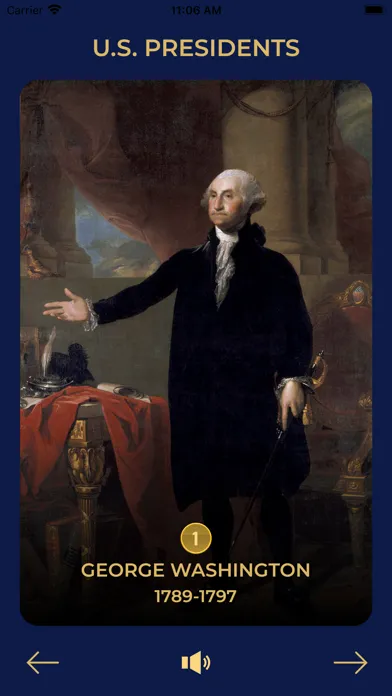 Capturas de tela do US Presidents Learning App