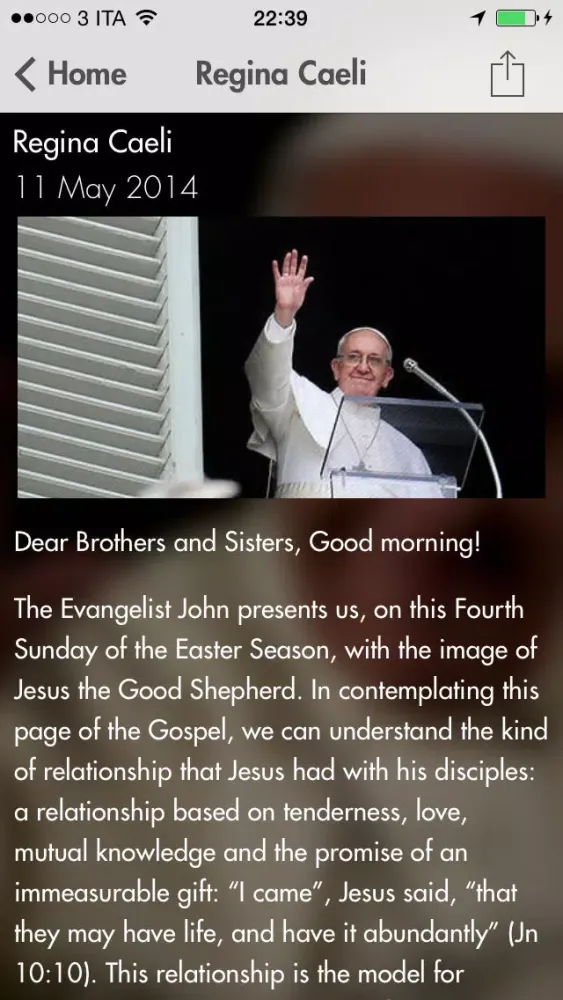 Zrzuty ekranu Pope Francis: the Official App of Vatican Radio