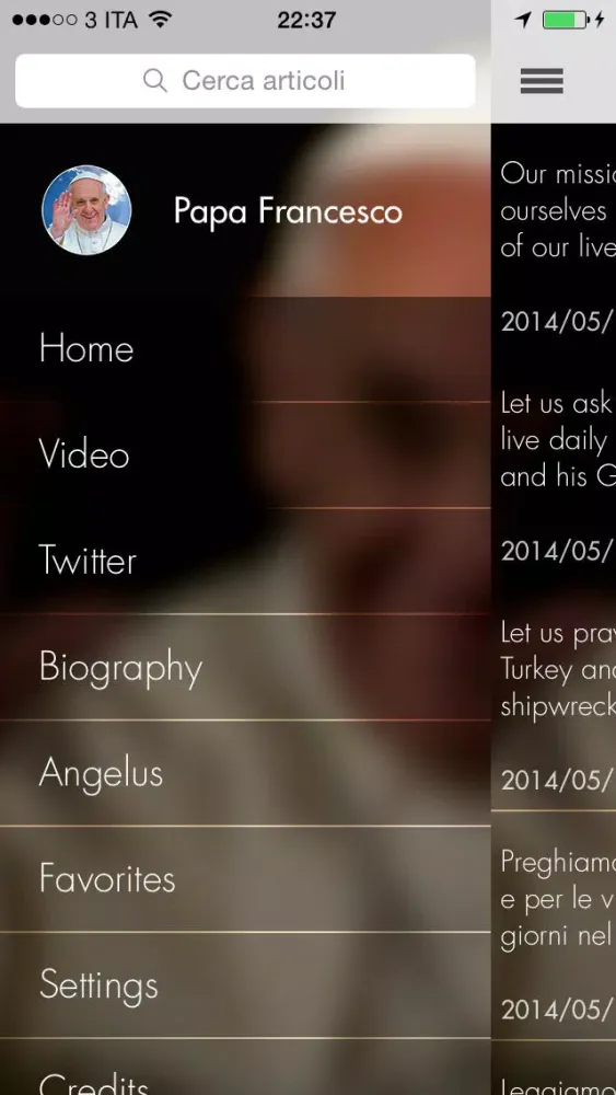 Zrzuty ekranu Pope Francis: the Official App of Vatican Radio
