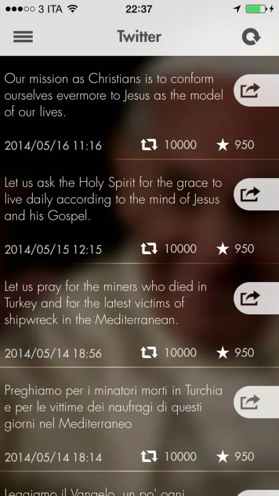 Zrzuty ekranu Pope Francis: the Official App of Vatican Radio