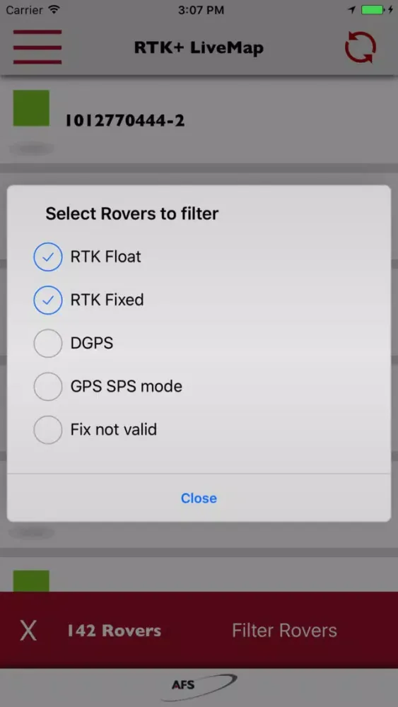 RTK+ LiveMap 스크린샷