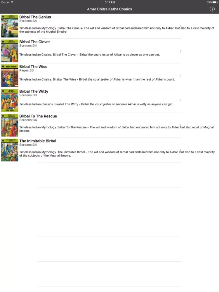 تصاویر Tales Of Birbal Mega Digest - Amar Chitra Katha iPad 