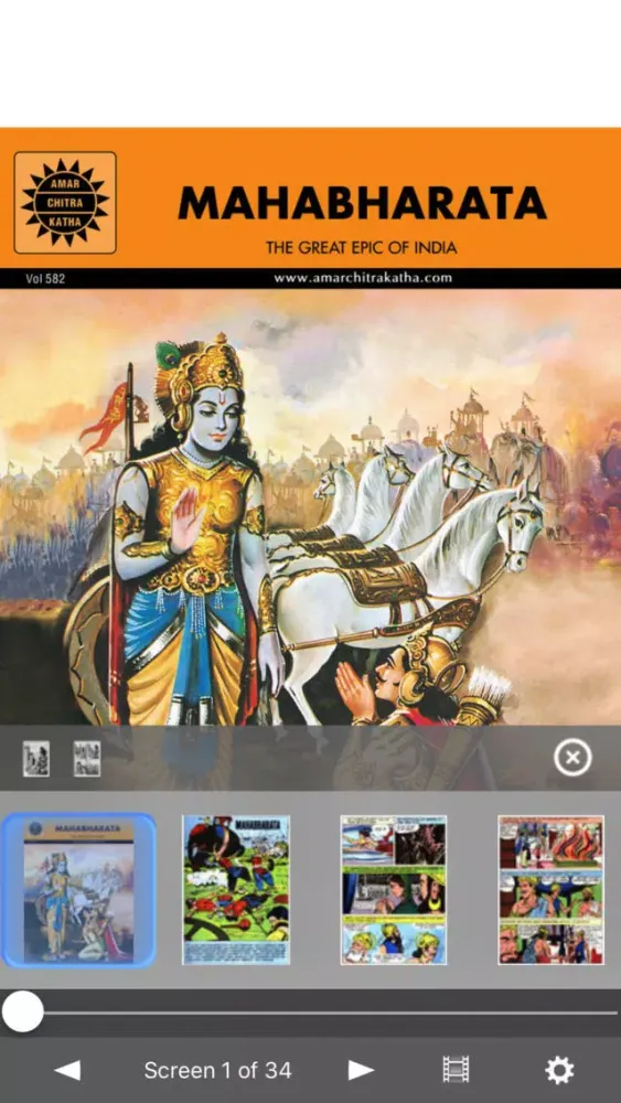 Tangkapan layar Mahabharata and Drona Digest - Amar Chitra Katha