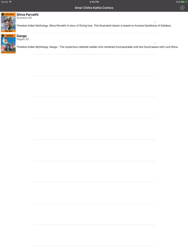 Shiva Parvathi and Ganga Digest-Amar Chitra Katha iPad  Screenshots