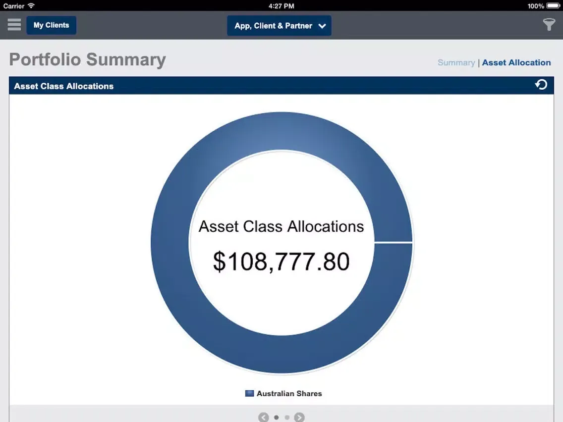Tangkapan layar Apt. Wealth iPad 