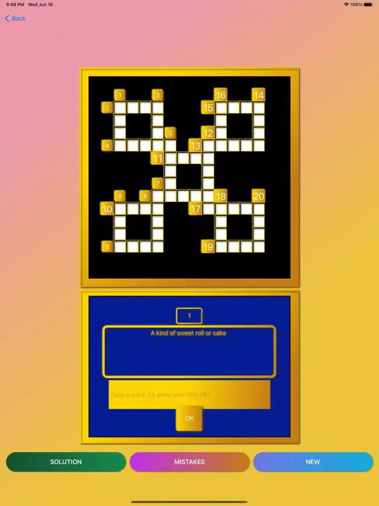 Ảnh chụp màn hình của Crossword Puzzle Pro iPad 