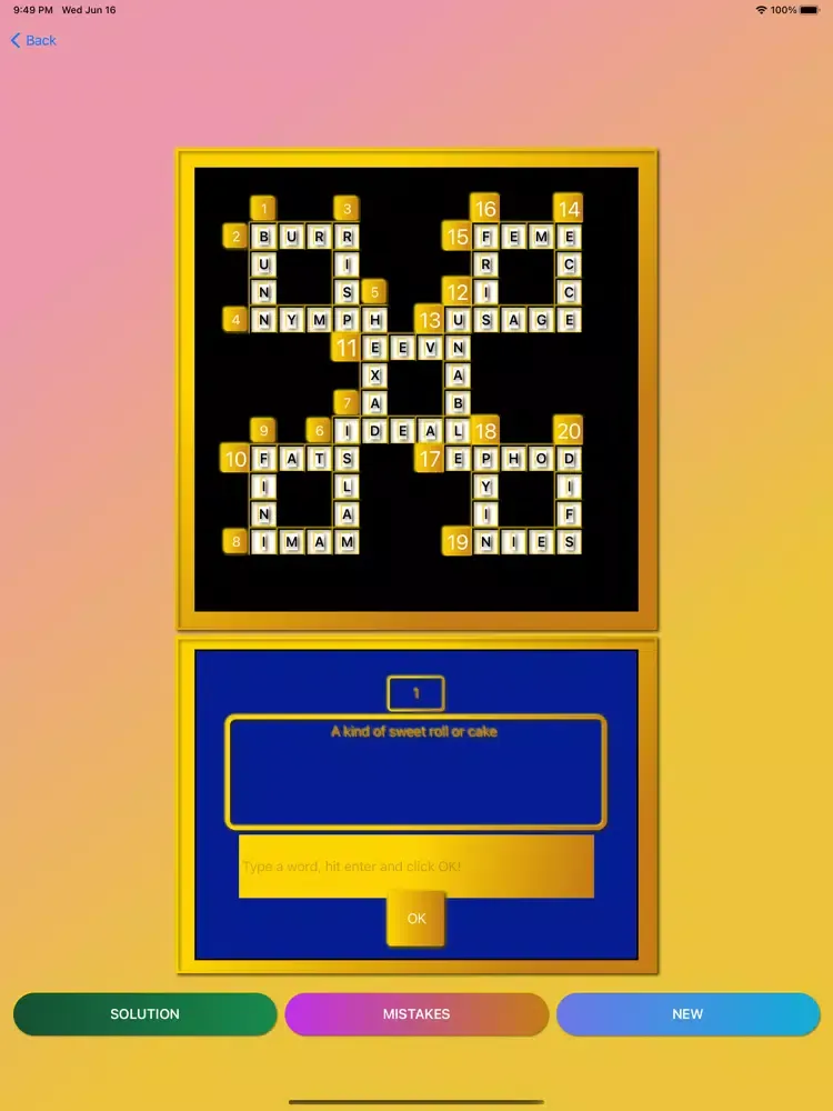 Ảnh chụp màn hình của Crossword Puzzle Pro iPad 