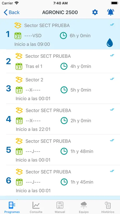 Screenshot di RiegoApp