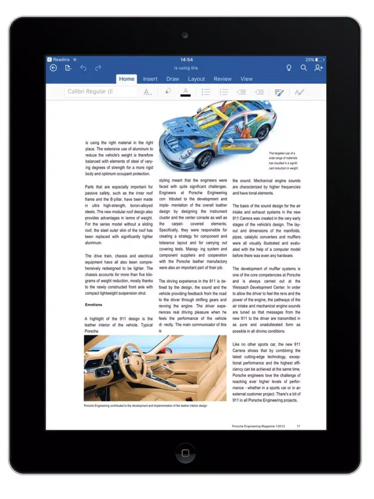 Tangkapan skrin Readiris iPad 