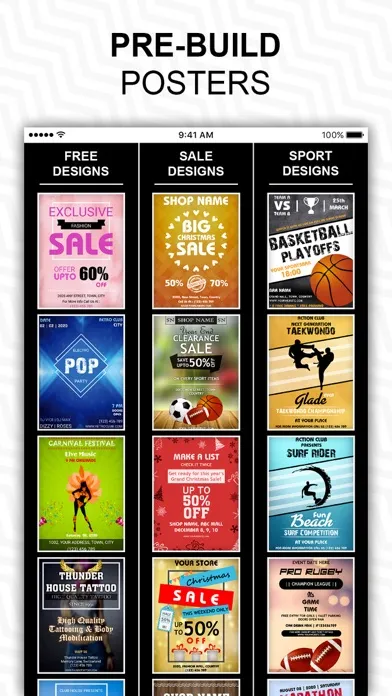 Capturas de tela do Fab Poster Maker Flyer Designs