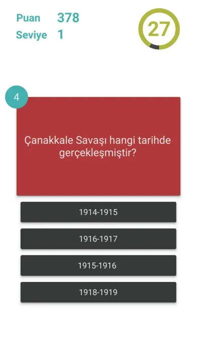 Zrzuty ekranu Çanakkale Savaşı Bilgi Yarışması