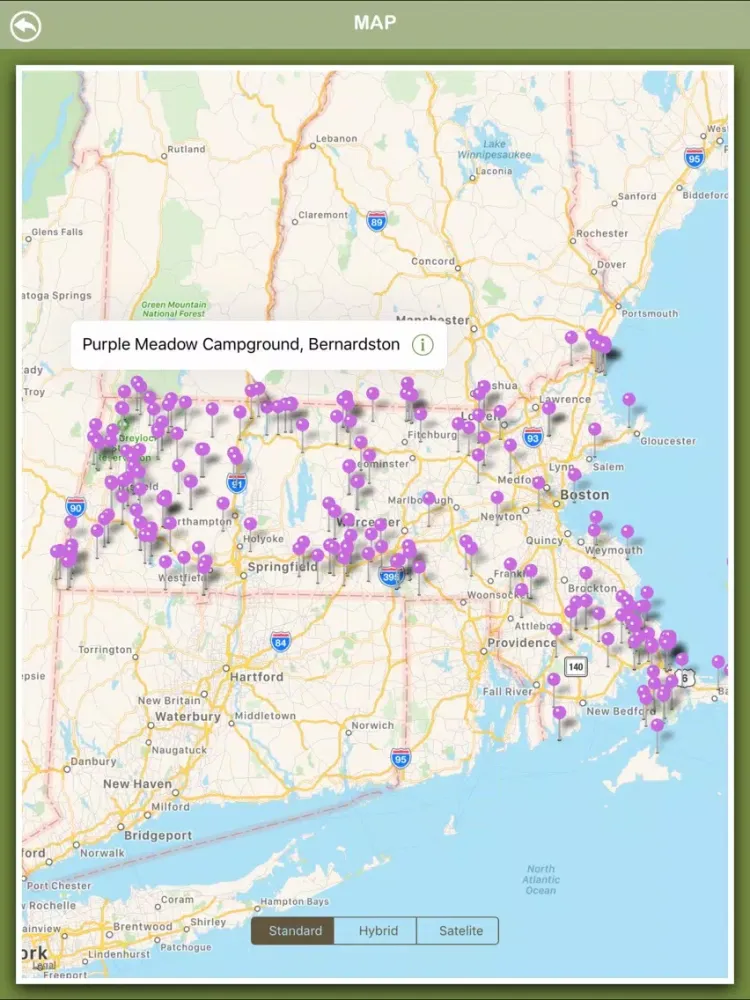 Zrzuty ekranu Massachusetts Campgrounds Info iPad 