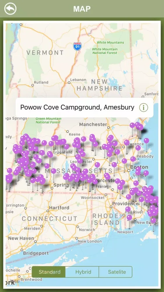 Zrzuty ekranu Massachusetts Campgrounds Info