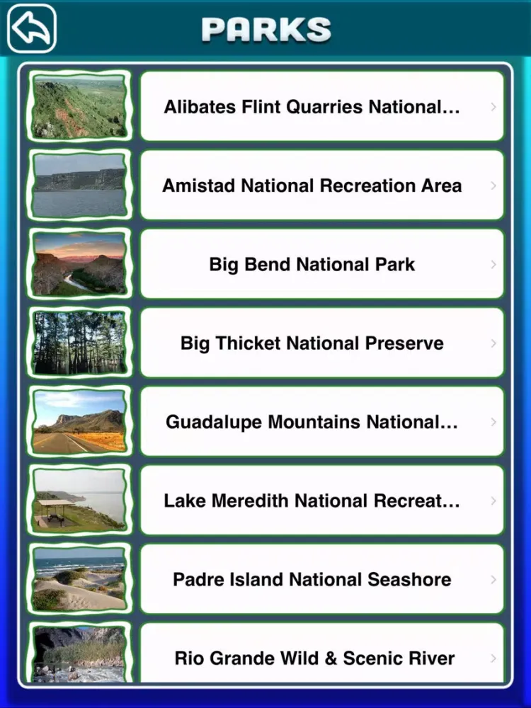 Texas National & State Parks iPad  Screenshots