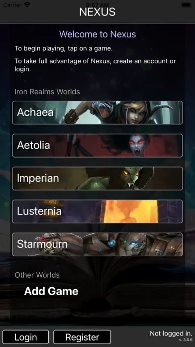 Tangkapan skrin Nexus MUD Client
