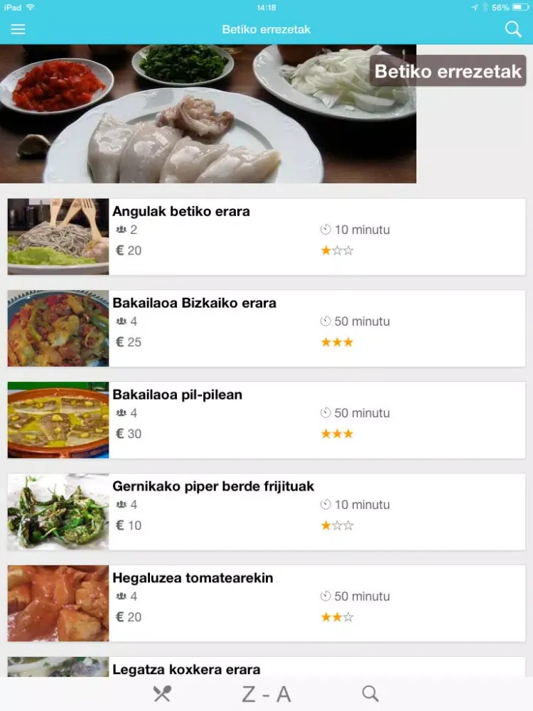 Errezetak iPad  Ekran Görüntüleri
