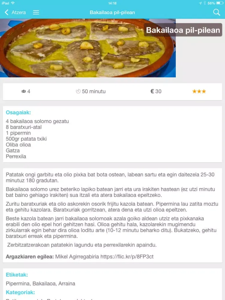 Errezetak iPad  Ekran Görüntüleri