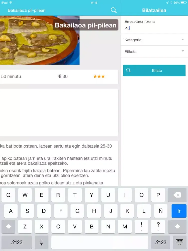 Errezetak iPad  Ekran Görüntüleri