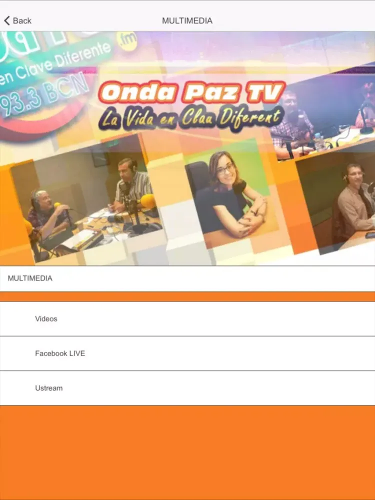 Capturas de tela do OndaPaz FM iPad 